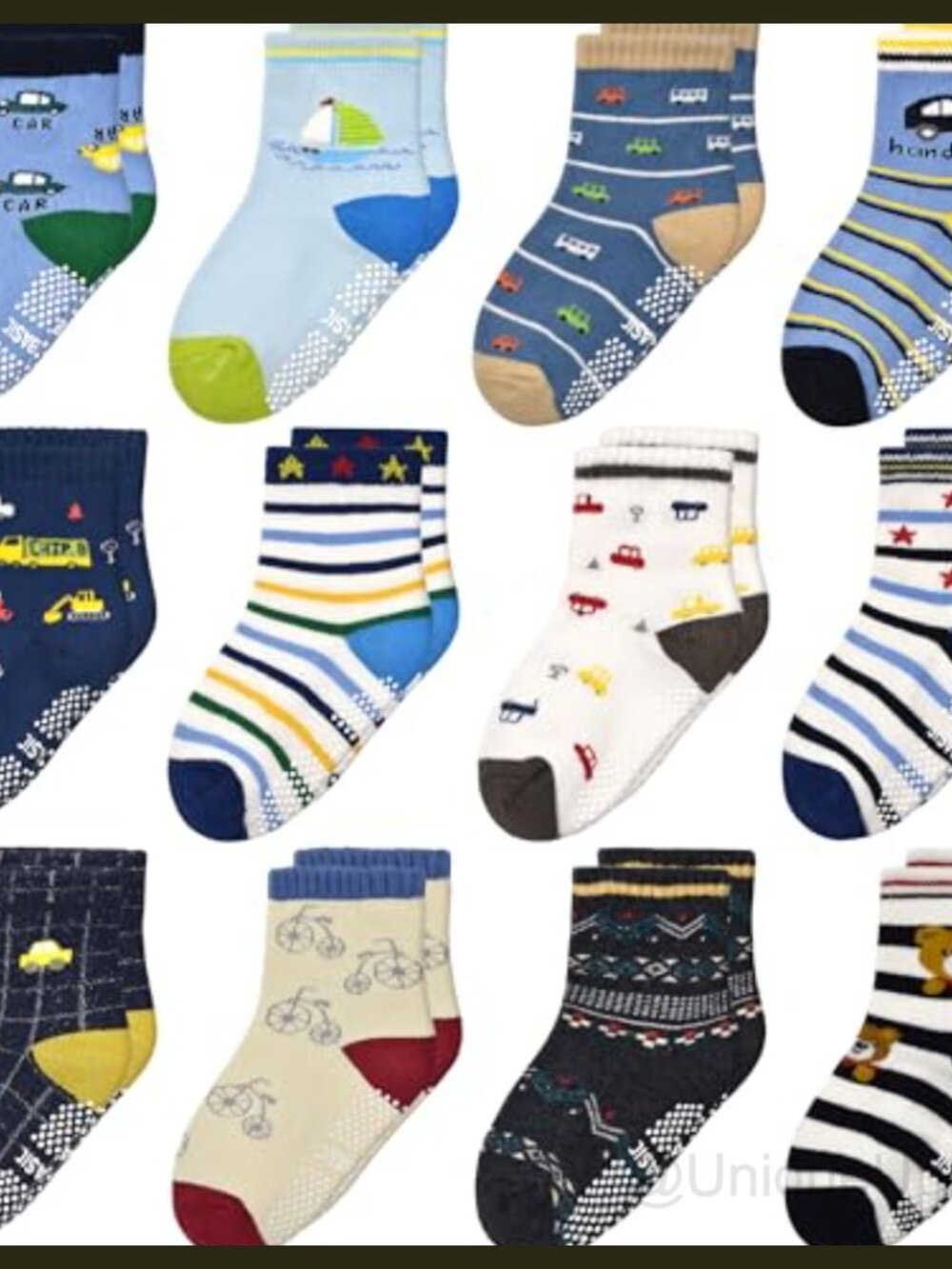 Toddler Non Slip Socks with Grippers 12 Pairs Cotton Crew Boys Girls